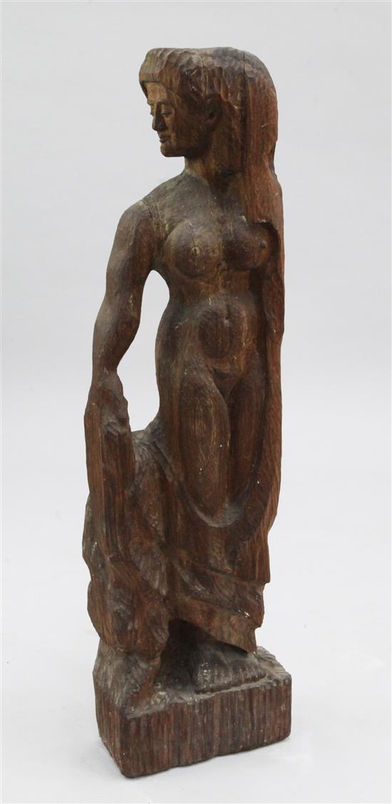 Cyril Saunders Spackman (1887-1963). A 20th century carved wood model of a standing female nude, 42in.